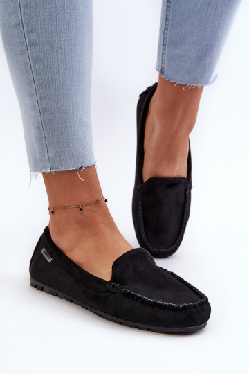 Damesmocassins gemaakt van Eco Suede Black Amrutia