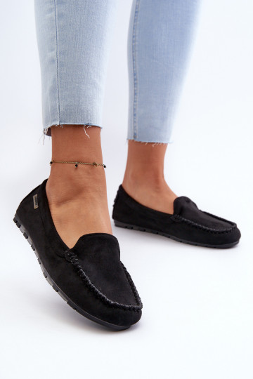 Damesmocassins gemaakt van Eco Suede Black Amrutia 2