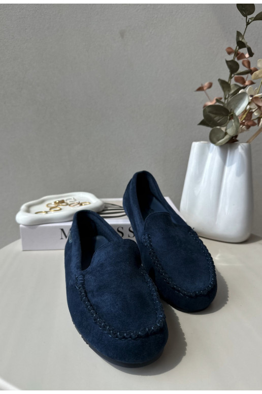 Mocassins van biologisch suède voor dames, marineblauw Amrutia