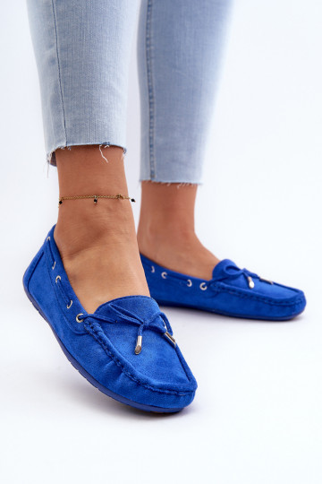 Elegante suède mocassins in blauw Si Passione