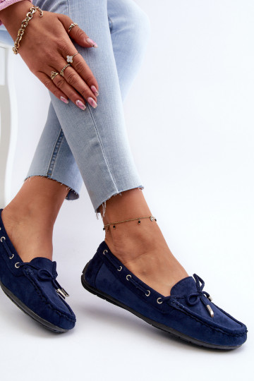 Elegante suède mocassins in donkerblauw Si Passione