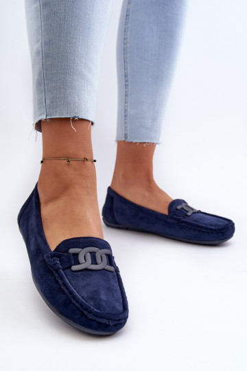 Suède mocassins in donkerblauw Rabell