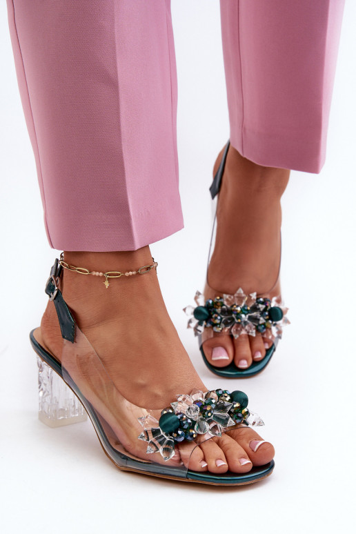 Sandalen Perregimi met hakken met mooie details in groene kleur D&A MR38-D1
