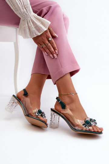 Sandalen Perregimi met hakken met mooie details in groene kleur D&A MR38-D1 2