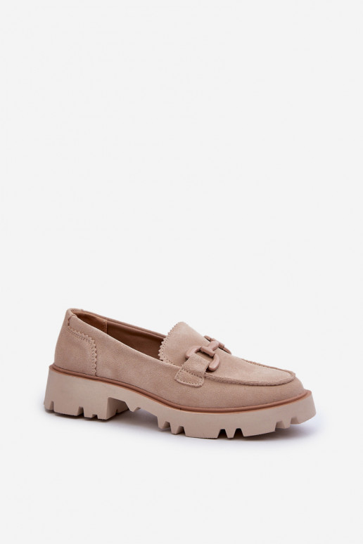 Suède mocassins met ornamenten D&A TW117 beige