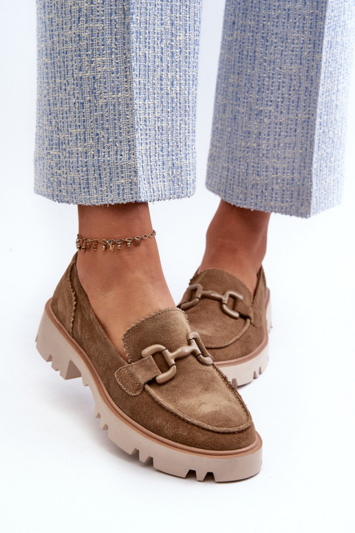 Suède mocassins met ornamenten D&A TW117 bruin