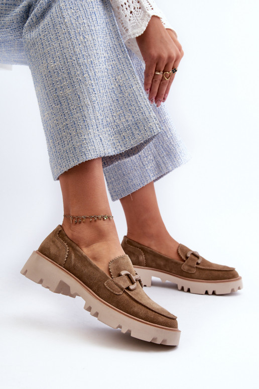 Suède mocassins met ornamenten D&A TW117 bruin