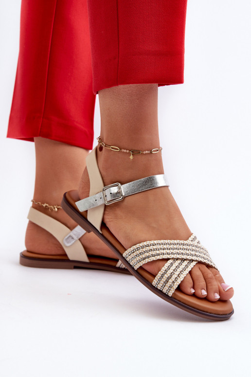 Platte sandalen voor dames S.Barski MY923 beige kleur