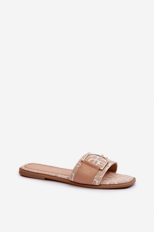 met glans Damespantoffels met ornamenten beige Taleci