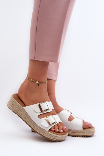 Dames witte slippers van kunstleer Zaloemi