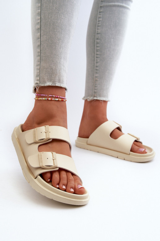 Lichte pantoffels met gespen Big Star NN274A752 beige