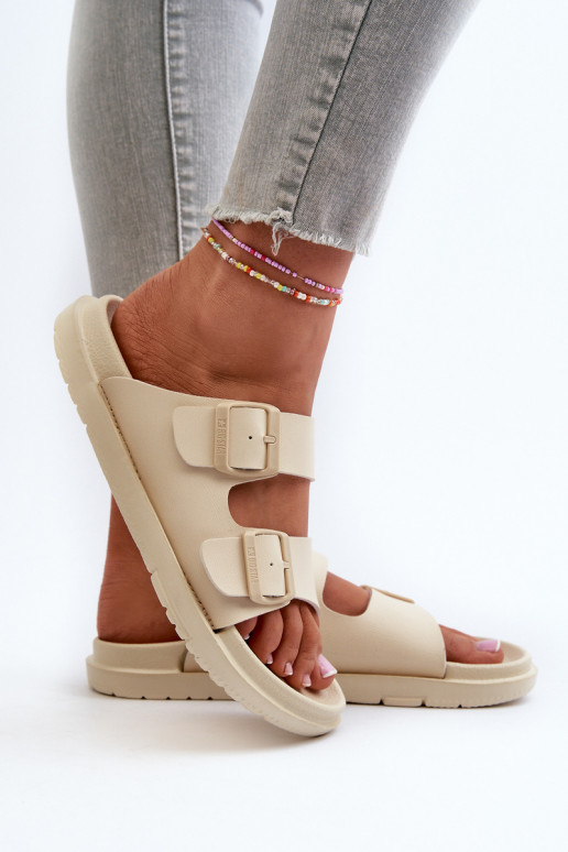 Lichte pantoffels met gespen Big Star NN274A752 beige