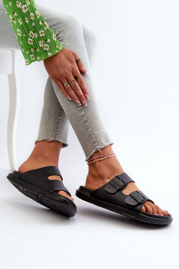 Lichte pantoffels met gespen Big Star NN274A750 zwarte kleur 2