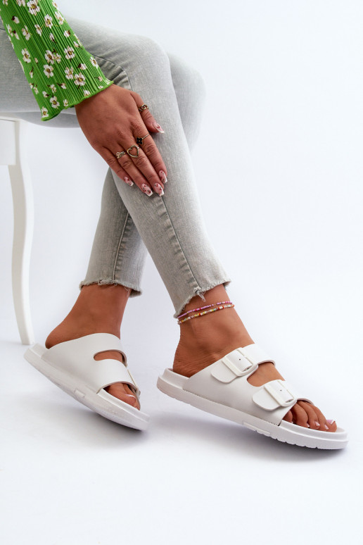 Lichte pantoffels met gespen Big Star NN274A751 witte kleur