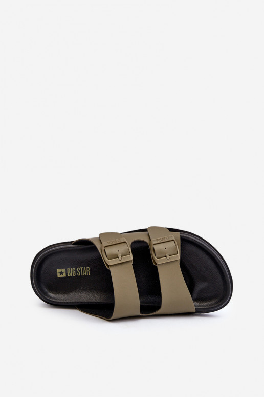 Lichte herenpantoffels met gespen Big Star NN174592 kaki kleur Lichte herenpantoffels met gespen Big Star NN174592 kaki kleur
