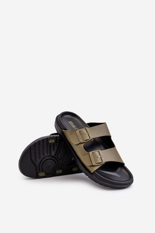 Lichte herenpantoffels met gespen Big Star NN174592 kaki kleur Lichte herenpantoffels met gespen Big Star NN174592 kaki kleur