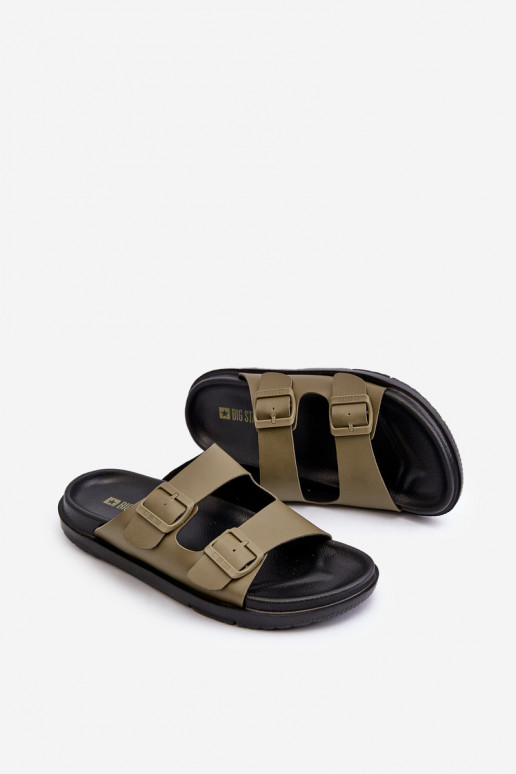 Lichte herenpantoffels met gespen Big Star NN174592 kaki kleur Lichte herenpantoffels met gespen Big Star NN174592 kaki kleur