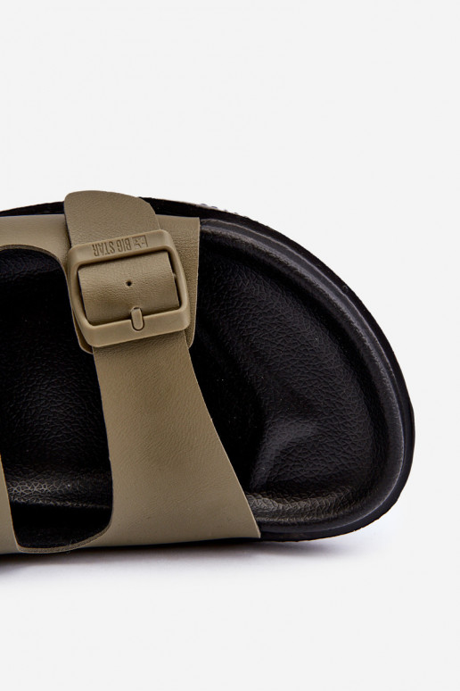 Lichte herenpantoffels met gespen Big Star NN174592 kaki kleur Lichte herenpantoffels met gespen Big Star NN174592 kaki kleur