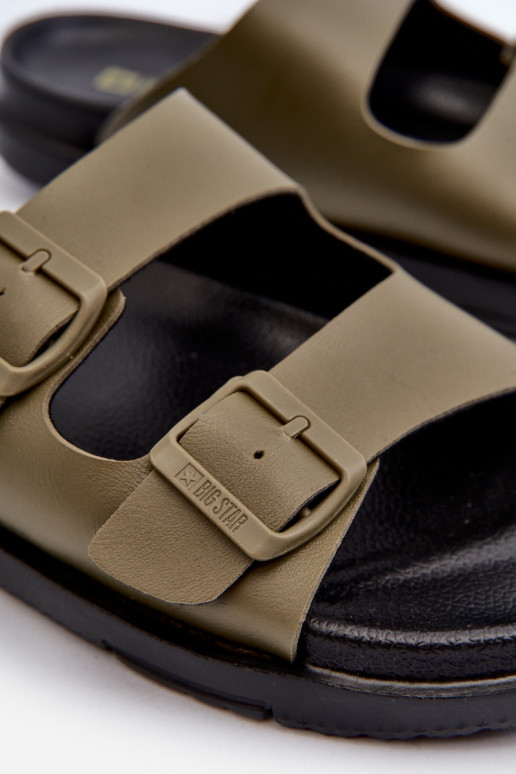 Lichte herenpantoffels met gespen Big Star NN174592 kaki kleur Lichte herenpantoffels met gespen Big Star NN174592 kaki kleur