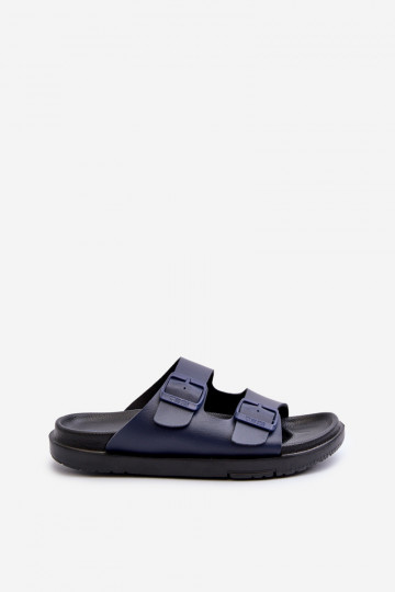 Lichte herenpantoffels met gespen Big Star NN174593 donkerblauw 2