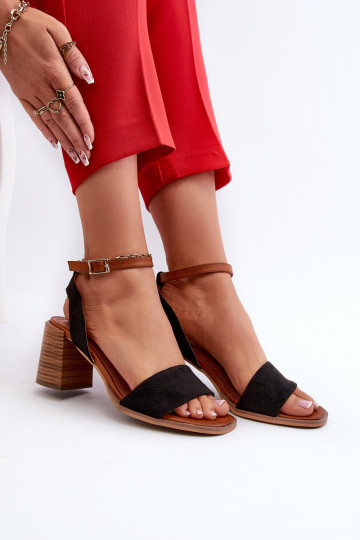 Damessandalen met hoge hak, gemaakt van Eco Suede Black Ronvia 2