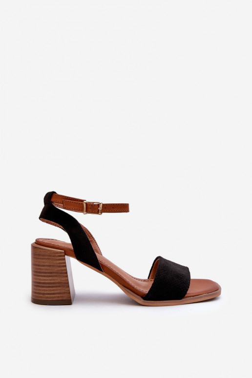 Damessandalen met hoge hak, gemaakt van Eco Suede Black Ronvia Damessandalen met hoge hak, gemaakt van Eco Suede Black Ronvia