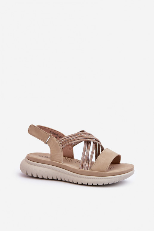 Comfortabele sandalen met zelfklevende sluitingen in beige kleur Ceclea Comfortabele sandalen met zelfklevende sluitingen in beige kleur Ceclea