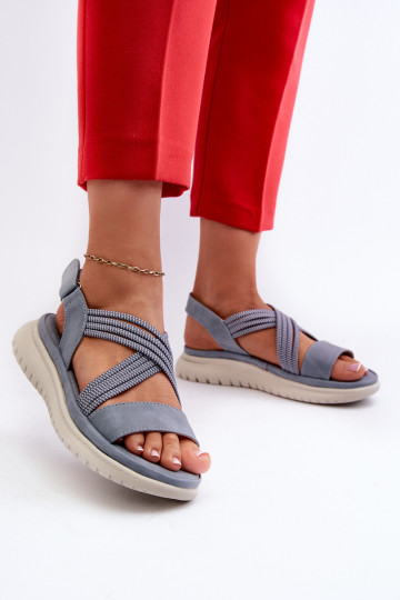 Comfortabele sandalen met zelfklevende sluitingen in de blauwe kleur Ceclea