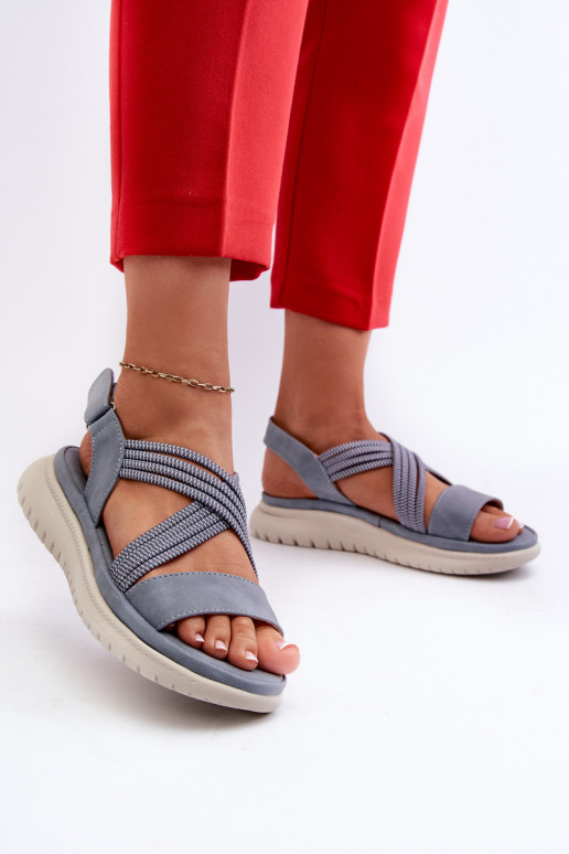 Comfortabele sandalen met zelfklevende sluitingen in de blauwe kleur Ceclea Comfortabele sandalen met zelfklevende sluitingen in de blauwe kleur Ceclea