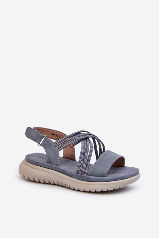 Comfortabele sandalen met zelfklevende sluitingen in de blauwe kleur Ceclea Comfortabele sandalen met zelfklevende sluitingen in de blauwe kleur Ceclea