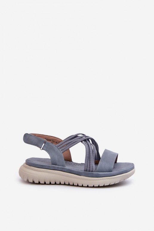 Comfortabele sandalen met zelfklevende sluitingen in de blauwe kleur Ceclea Comfortabele sandalen met zelfklevende sluitingen in de blauwe kleur Ceclea