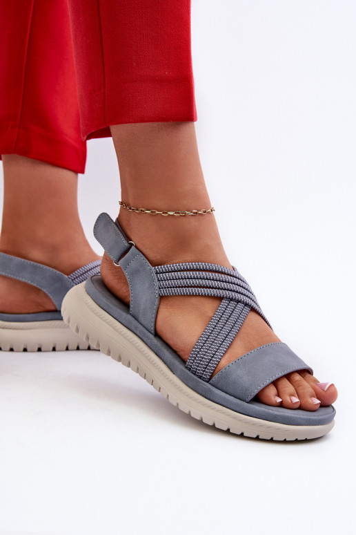 Comfortabele sandalen met zelfklevende sluitingen in de blauwe kleur Ceclea Comfortabele sandalen met zelfklevende sluitingen in de blauwe kleur Ceclea