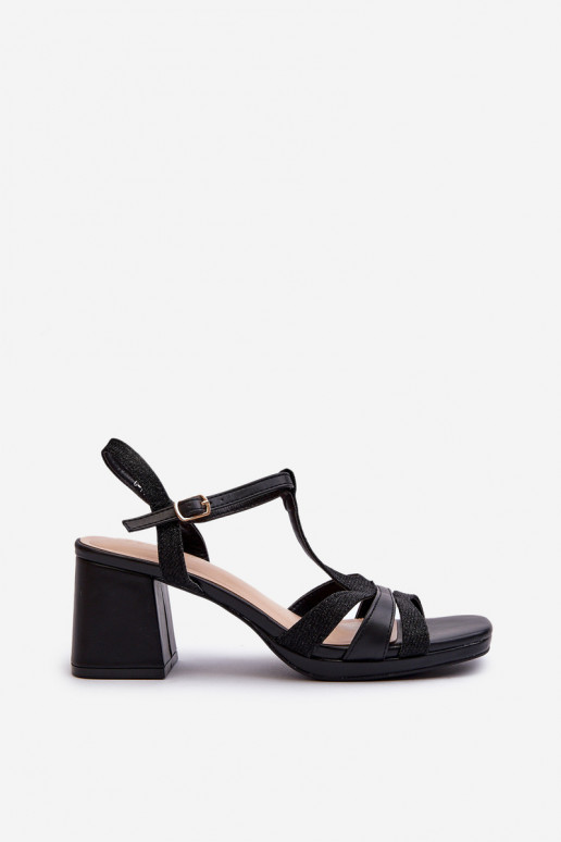 Damessandalen met hoge hak gemaakt van eco-leer in de zwarte kleur Lyana Damessandalen met hoge hak gemaakt van eco-leer in de zwarte kleur Lyana