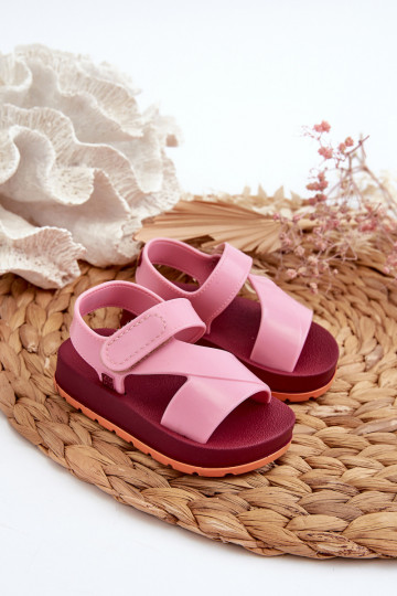 Kindersandalen met zelfklevende sluitingen LL385001 roze kleur