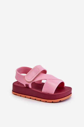 Kindersandalen met zelfklevende sluitingen LL385001 roze kleur 2
