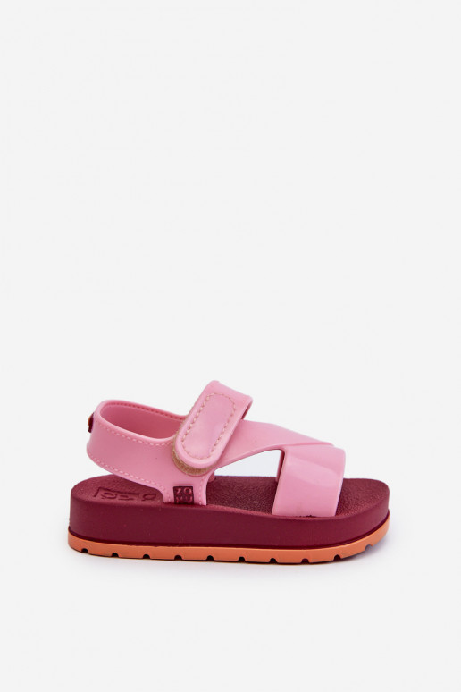 Kindersandalen met zelfklevende sluitingen LL385001 roze kleur