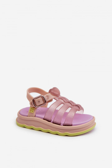 Kindersandalen met zelfklevende sluitingen NN385020 Paarse kleur 2