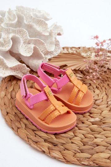 Kindersandalen met zelfklevende sluitingen LL385026 oranje kleur