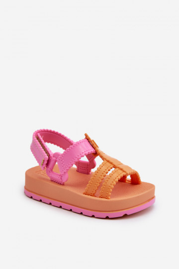Kindersandalen met zelfklevende sluitingen LL385026 oranje kleur 2