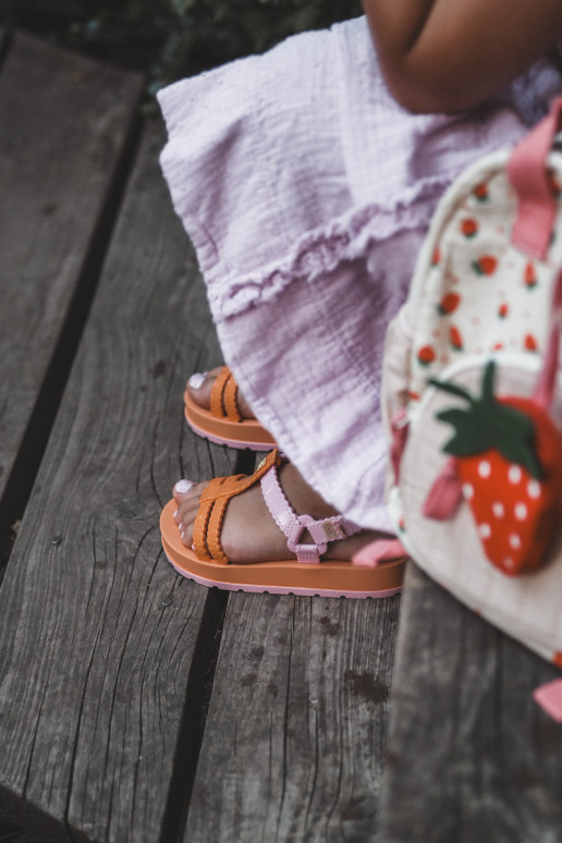 Kindersandalen met zelfklevende sluitingen LL385026 oranje kleur