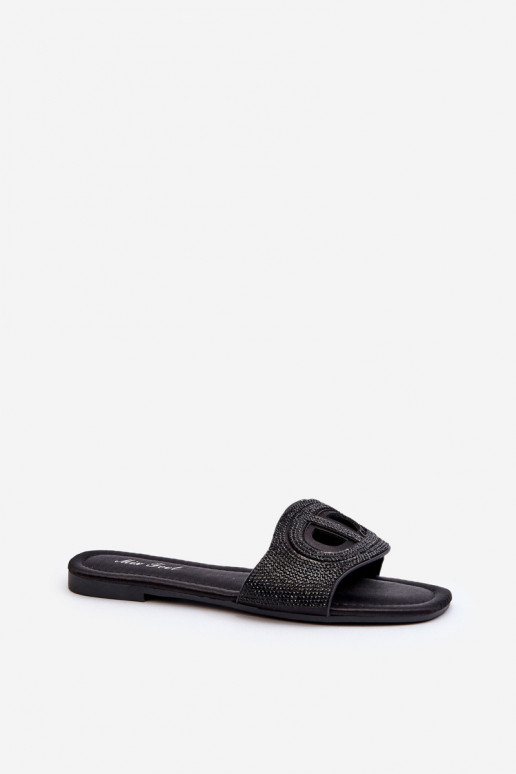 Damesslippers met brede hak in de kleur zwart Dimrose Damesslippers met brede hak in de kleur zwart Dimrose