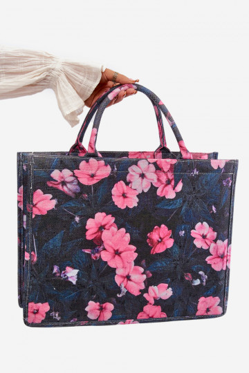 Handtas met bloemen Zwart en roze Mooch 2