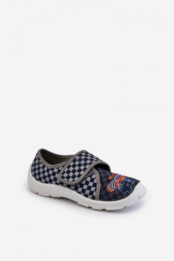 Comfortabele pantoffels voor jongens met zelfklevende sluiting Befado 974Y540 grijs