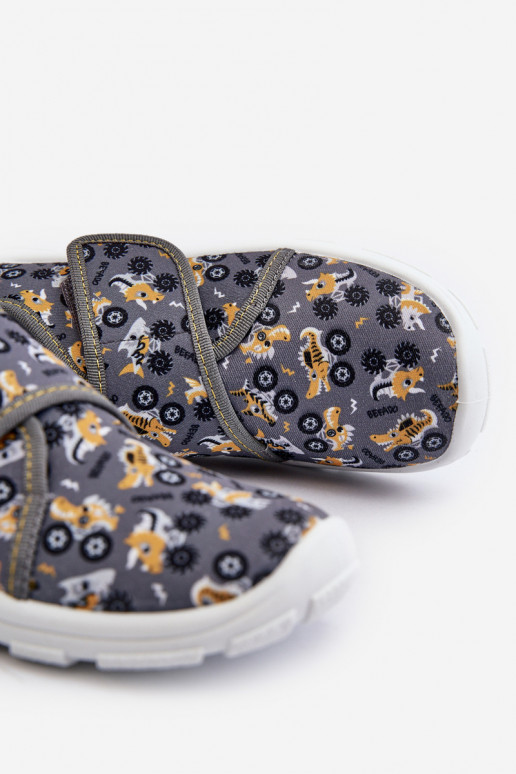 Comfortabele pantoffels voor jongens met zelfklevende sluiting Befado 974Y552 grijs Comfortabele pantoffels voor jongens met zelfklevende sluiting Befado 974Y552 grijs