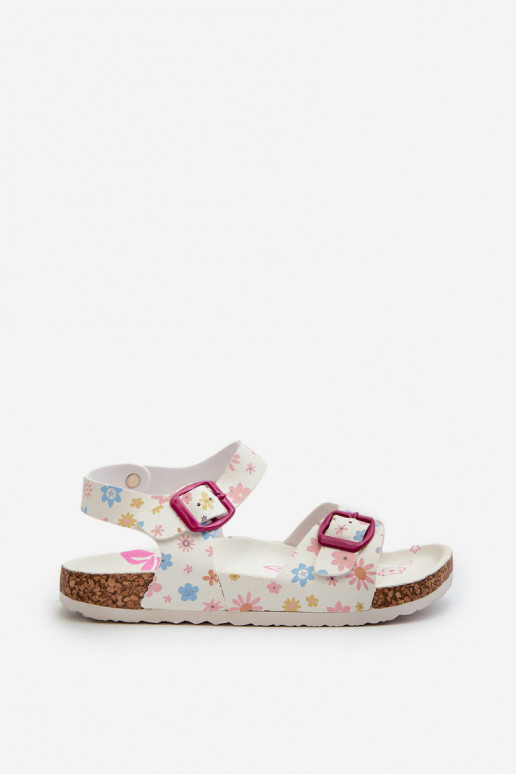 Sandalen Kinderen met bloemen met gespen in witte kleur Memoria Sandalen Kinderen met bloemen met gespen in witte kleur Memoria