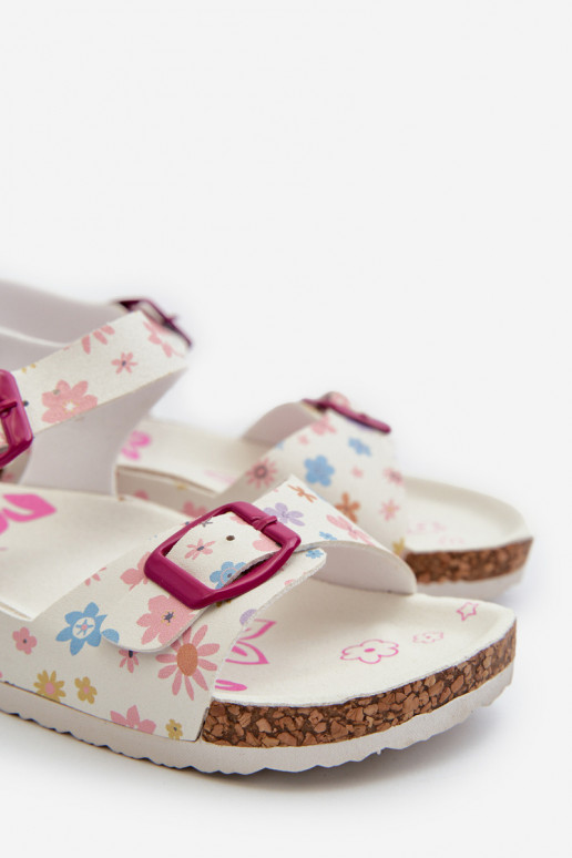 Sandalen Kinderen met bloemen met gespen in witte kleur Memoria Sandalen Kinderen met bloemen met gespen in witte kleur Memoria