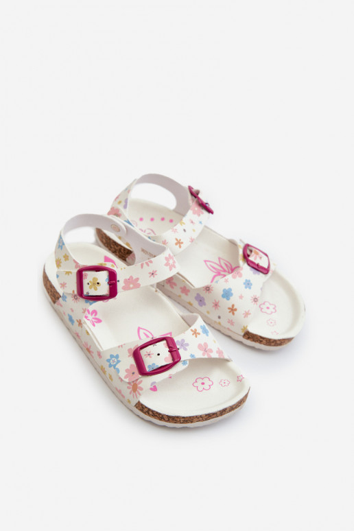 Sandalen Kinderen met bloemen met gespen in witte kleur Memoria Sandalen Kinderen met bloemen met gespen in witte kleur Memoria
