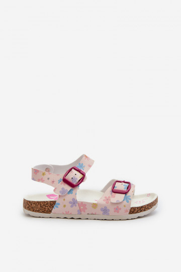 Sandalen Kinderen met bloemen met gespen in roze kleur Memoria 2