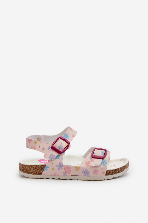 Sandalen Kinderen met bloemen met gespen in roze kleur Memoria