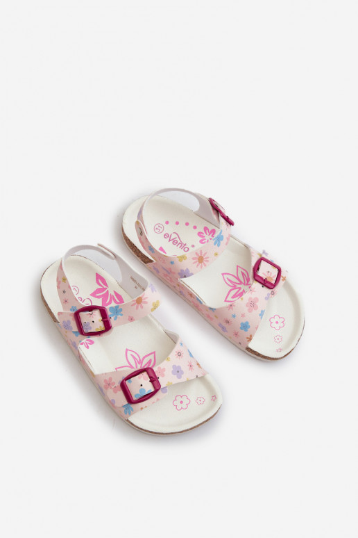 Sandalen Kinderen met bloemen met gespen in roze kleur Memoria
